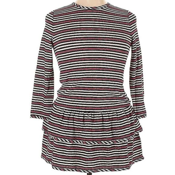 Brooks Brothers Black Red striped Girls Ruffle Shift Long Sleeve Dress Size XL N - Picture 1 of 10